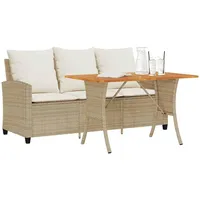 Festnight Balkon Sofa mit Tisch Rattan Sofa 3 Sitzer Balkonsofa Balkonmöbel Kleiner Balkon Balkon Couch Gartensofa Wetterfest Balkonlounge Gartenbank Lounge Sofa Outdoor Rattansofa