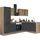 kochstation Winkelküche L-Form 280 x 165 cm schwarz