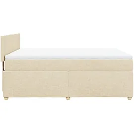 vidaXL Boxspringbett mit Matratze Creme 140x200 cm Stoff vidaXL