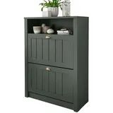 furn.design Schuhschrank grün Metall, Nachbildung, 80x112x36 cm Garderobe Schuhaufbewahrung, Schuhschränke