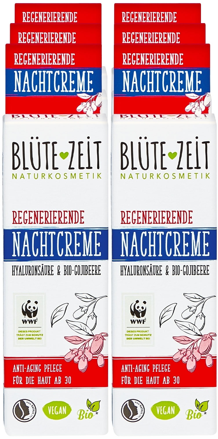BLÜTE-ZEIT Nachtcreme Hyaluronsäure Bio-Gojibeere 50 ml, 6er Pack