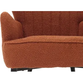 Mendler Lounge-Sessel HWC-K37 Bouclé 75 x 80 x 75 cm terrakotta mit Kissen