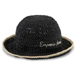Emporio Armani Unisex. EX000010_AF12698 Schwarzer Cloche-Hut (58 cm), Lässig, Strandbekleidung, Papier