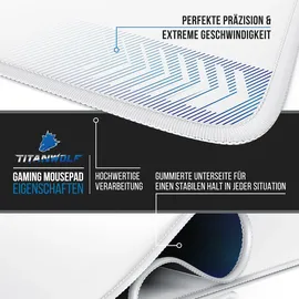 Titanwolf Gaming Mauspad, XXL Speed Gaming Mousepad / Extragroße Fläche von 900 x 400mm, weiß