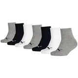 Puma Kids Quarter Baumwoll-Socken Mädchen und Jungen Baumwoll-Strümpfe mit flacher Naht 701222092 002 Schwarz/Weiß/Grau - 23-26