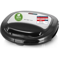 EMERIO ST-120889 Sandwich-Toaster Antihaftbeschichtung, Kontrollleuchte, BPA-frei, klappbar Schwarz