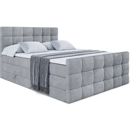 altdecor Boxspringbett BRUGO-Z KING - 160 x 200 - H3/H4 - Hellgrau