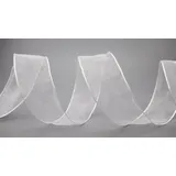 finemark 3 m x 40 mm Dekoband Chiffon Weiss Geschenkband Schleifenband transparent Organza mit formstabilen Kanten Premium Qualität Hochzeit Geburtstag Chiffonband einfarbig