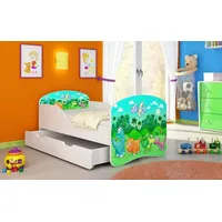 Luxusbetten24 Kinderbett Luna mit Stauraum und verschiedenen Motiven 140x70 Dino