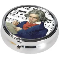 Fridolin Pillendose "Ludwig van Beethoven" rund, aus Metall; Maße ca. 6 x 2,1 cm