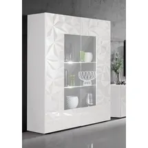 INOSIGN Vitrine Prisma Höhe 166 cm, Breite 121 cm, Stauraumvitrine mit 2 Türen, Standvitrine - Front mit elegantem Siebdruck, grifflos, viel Stauraum grau|weiß