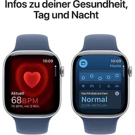 Apple Watch Series 10 GPS 46 mm Aluminiumgehäuse silber Sportarmband denim S/M