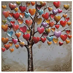 3D-Metallbild - Motiv: Baum voller Herzen - 60 x 60cm