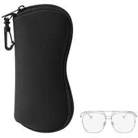 kwmobile Brillenetui Brillenetui aus Neopren - weiche Tasche für Brille oder Sonnenbrille, Etui Case mit Karabiner zum Anhängen schwarz