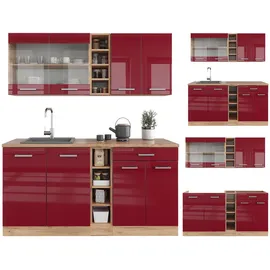 Vicco Küchenzeile R-Line 160 cm Rot Hochglanz