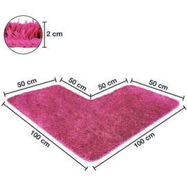 WohnDirect Eckbadematte Pink 100 x 100 cm