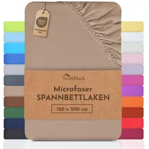 NatureMark - Mikrofaser SPANNBETTLAKEN zum Sparpreis! viele Größen und Farben Markenware (120x200 cm, Sand/beige)