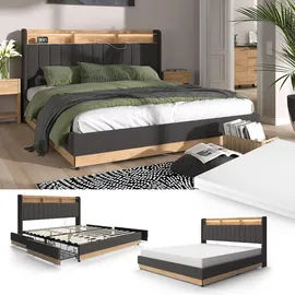 VitaliSpa Polsterbett Anthrazit, Holzwerkstoff, Rechteckig, Schlafzimmer, Betten