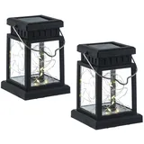 MARELIDA LED Solar Mini Laternen - 20 warmweiße LED - Dämmerungssensor - H: 12,5cm - schwarz - 2er Set
