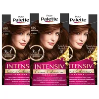 SCHWARZKOPF POLY PALETTE Intensiv Creme Coloration, Haarfarbe 650/5-680 Kastanie, 3er Pack (3 x 128 ml)