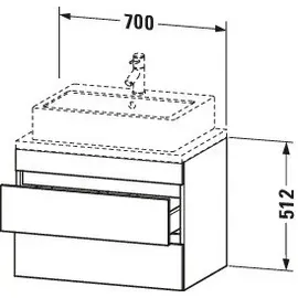 Duravit DuraStyle 70x47,8cm, betongr ma, f Kons, 2 Schub.