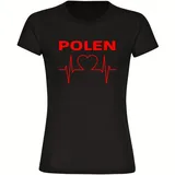 multifanshop Damen T-Shirt - Polen - Herzschlag - Druck rot - Frauen