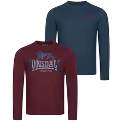 Lonsdale Herren Langarmshirt normale Passform Doppelpack AYRSHIRE