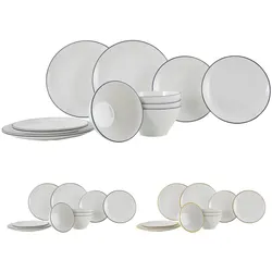 GIMEX Melamin Geschirr Set Linea Line Camping Essgeschirr Reise Picknick Teller Farbe: Gold