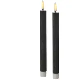 MARELIDA LED Stabkerzen Tafelkerzen Spitzkerzen rustikal 24cm grau 2St
