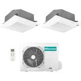 hisense dual split inverter-kassetten-klimagerät 9+9 mit 2amw35u4rgc r-32 wi-fi optional 9000+9000 mit fernbedienung und panel im lieferumfang