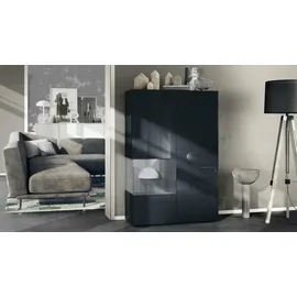 Vladon Standvitrine Morena V2 91,5 x 136,5 x 37 cm Grau/Schwarz