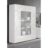 INOSIGN Vitrine »Prisma Höhe 166 cm, Breite 121 cm, Stauraumvitrine mit 2 - Front mit elegantem Siebdruck, grifflos, viel Stauraum, weiß