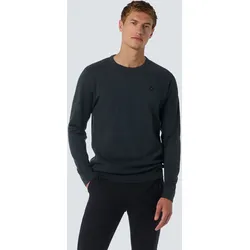 Rundhalspullover NO EXCESS "No Excess Rundhalspullover mit Raffinierter Zwei-Farben-Jacquard", Herren, Gr. L, blau (nachtblau), 100% Baumwolle, Pullover