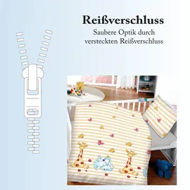 BestLivings Kinder Bettwäsche (100x135cm / 40x60cm) - Elefant & Giraffe