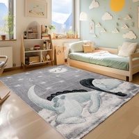 SIMPEX KinderTeppich, Dinosaurier Design, Teppich Blau, 200 x 290 cm, Teppich für Kinder, Teppich Kinderzimmer