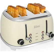 Zilan 4 Scheiben Retro Toaster 6 Bräunungsstufen 1500 Watt
