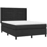 vidaXL Boxspringbett mit Matratze & LED Schwarz 140x200 cm Kunstleder