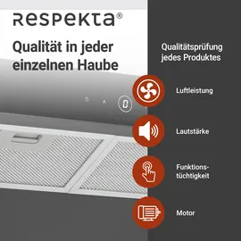 Respekta Dunstabzugshaube 60 cm kopffreie Unterbauhaube Abzugshaube Schwarz Respekta