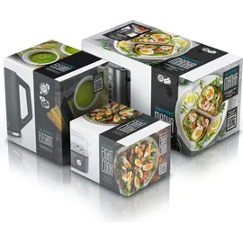 Arendo Frühstücks-Set 3-teilig, 4-Scheiben Langschlitztoaster, 8er Eierkocher, 1,5L Wasserkocher, Grau