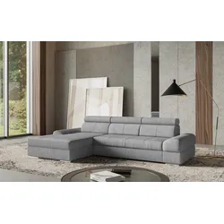 Ecksofa SIT & MORE "Broadway L-Form", grau, B:284cm H:79cm T:171cm, 100% Polyester, Sofas, inklusive Kopfteilverstellung, wahlweise mit Bettfunktion