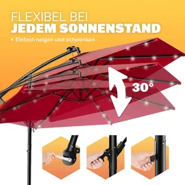 Kingsleeve Ampelschirm Ø 300 cm Rot