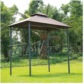 Outsunny Grillpavillon mit Doppeldach 1,5 x 2,45 m kaffeebraun/schwarz