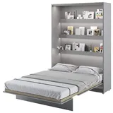 Schrankbett Bed Concept, Wandklappbett mit Lattenrost, V-Bett, Wandbett Bettschrank Schrank mit integriertem Klappbett Funktionsbett (BC-01, 140 x 200 cm, Grau/Grau, Vertical)