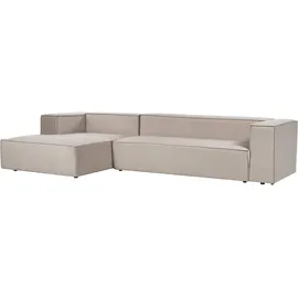 Beliani - Bettsofa, Vernon Samtstoff Taupe Samt L-förmig 3-Sitzer Sofa mit Chaiselongue Rechtsseitig Wohnzimmermöbel Modern Wohnzimmer Ausstattung Wohnecke Sitzecke
