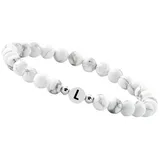 GOOD.designs Perlenarmband aus Howlith-Steinen mit Buchstaben L Weiß onesize