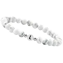 GOOD.designs Perlenarmband aus Howlith-Steinen mit Buchstaben L Weiß onesize