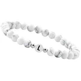 GOOD.designs Perlenarmband aus Howlith-Steinen mit Buchstaben L Weiß onesize