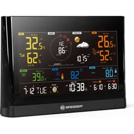 Bresser WLAN Comfort Wetterstation mit 7-in-1 Profi-Sensor und modernem Farbdisplay, Schwarz & Poolthermometer zur Wasser-Temperaturmessung, Schwarz