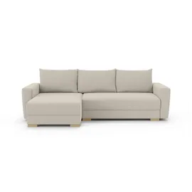 Home Affaire Ecksofa HOME AFFAIRE "MAGHERA universell Schlafsofa mit Bettkasten, Maße B/T/H: 255/142/84cm", creme, B:255cm H:84cm T:142cm, 100% Polyester, Sofas, Ecksofa, L-Form mit Recamiere rechts oder links montierbar, hoher Sitzkomfort