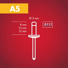 ARROW Blindniete Ø 5 mm x 12 mm Aluminium 100 Stück